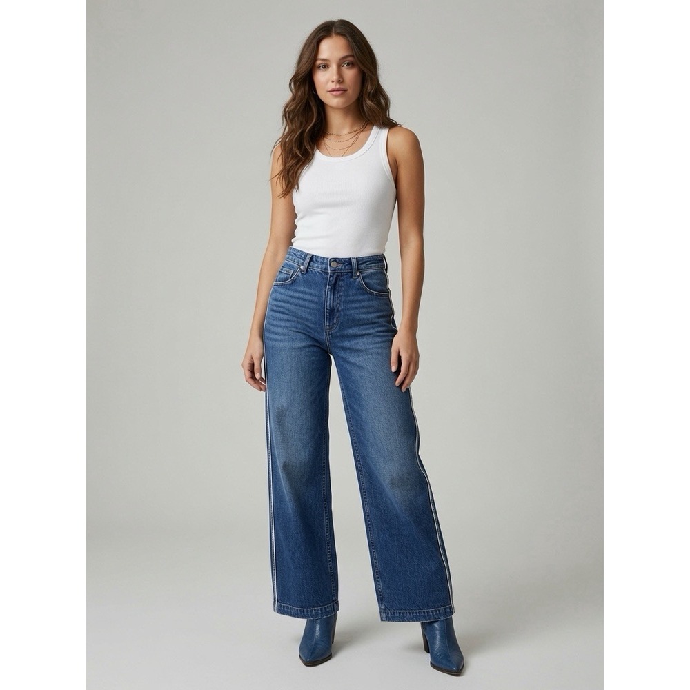 Rachel Comey Wide Leg Jeans in Blue Wash Women 0 Designer Made in USA $695